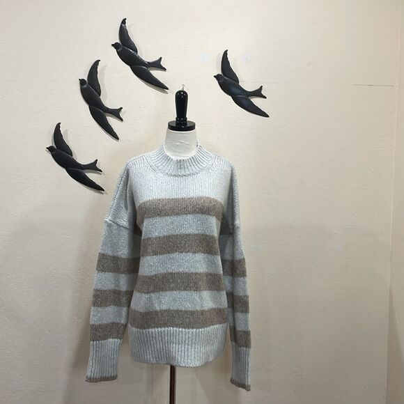 NEW! LA LIGNE Marin Striped Knitted Sweater In Cream & Tan Stripes - L - Picture 5 of 15